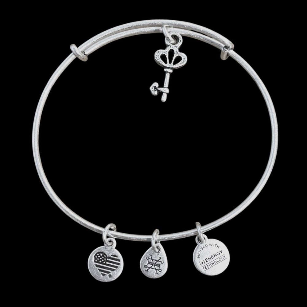 Alex and Ani Bracelet Skeleton Key Charm Silver Tone Bangle Casual Adjustable